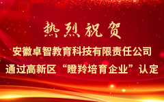 熱烈祝賀安徽卓智教育科技(jì)有限責任公司通(tōng)過高(gāo)新區“瞪羚培育企業(yè)”認定