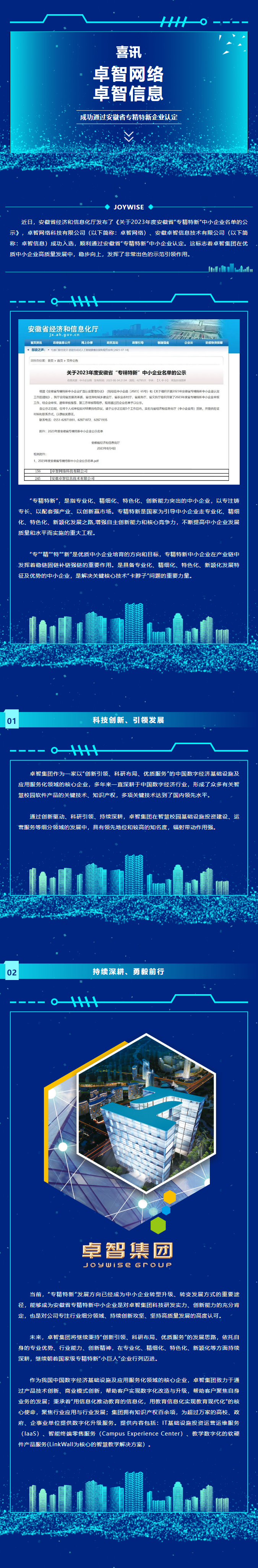 喜訊：卓智網絡、卓智信息成功通(tōng)過安徽省專精特新企業(yè)認定.png